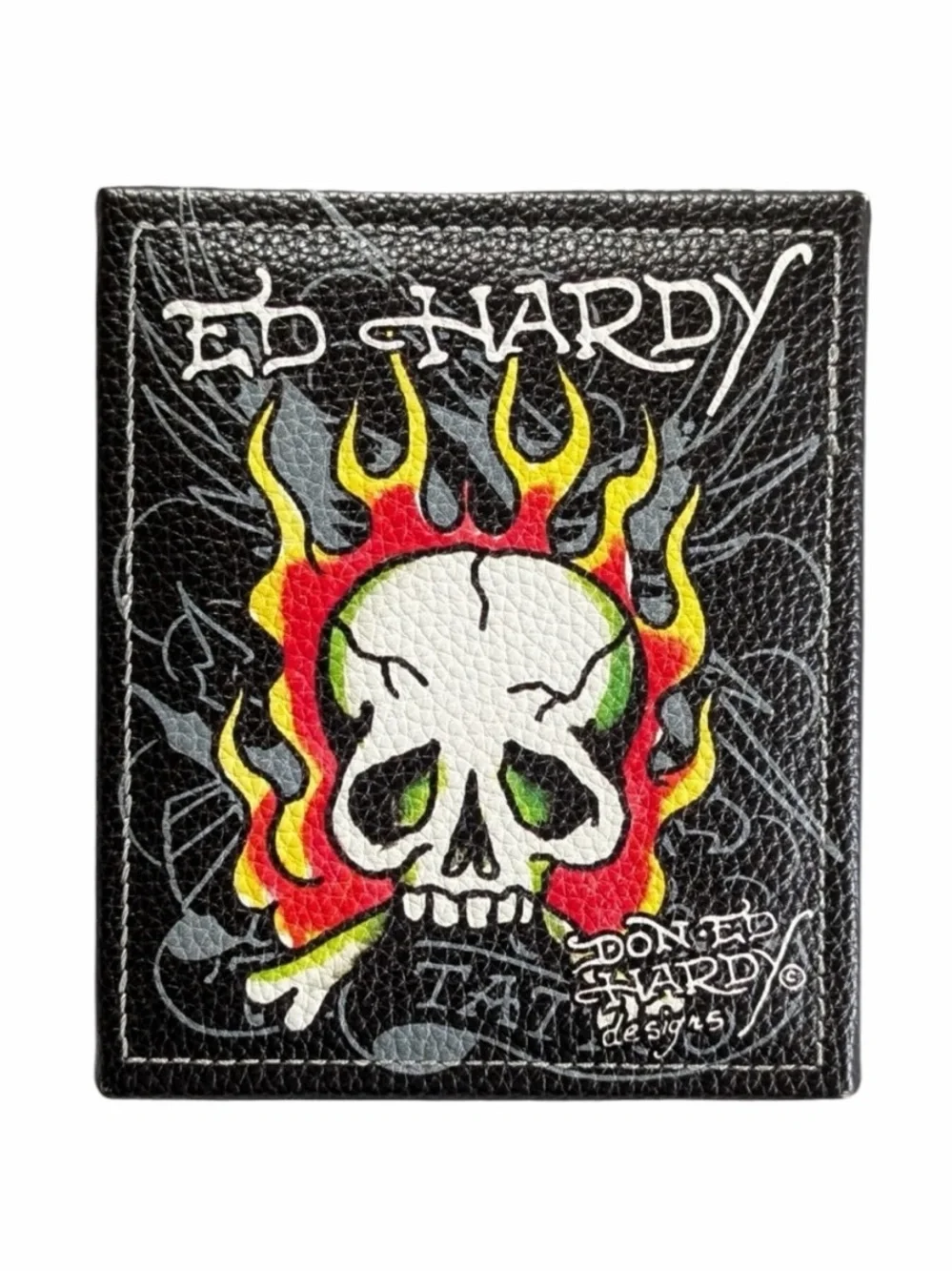 Ed Hardy Wallet Black Bifold Eagle Vegan Leather Logo Streetwear vallet case